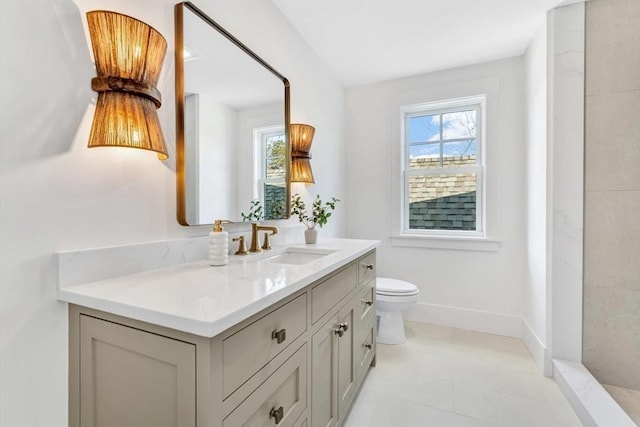 6 Willow Cir, Mashpee, MA 02649 - bathroom featuring vanity, toilet, and baseboards
