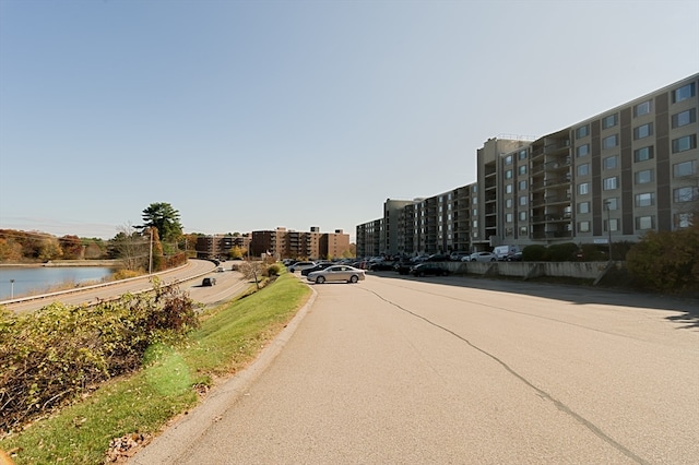 view of road featuring a water view