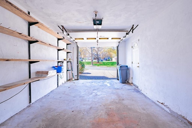 garage with a garage door opener