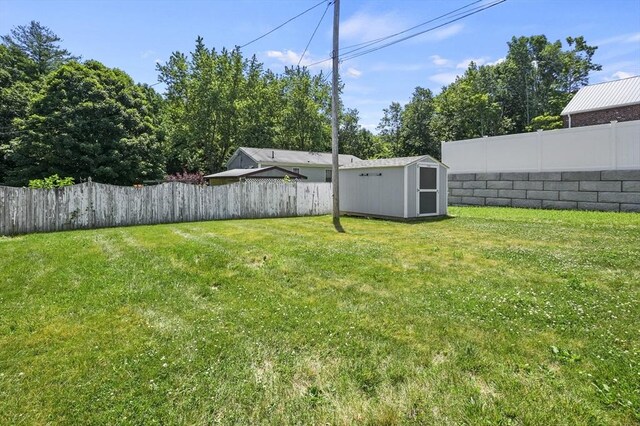 view of yard with a shed