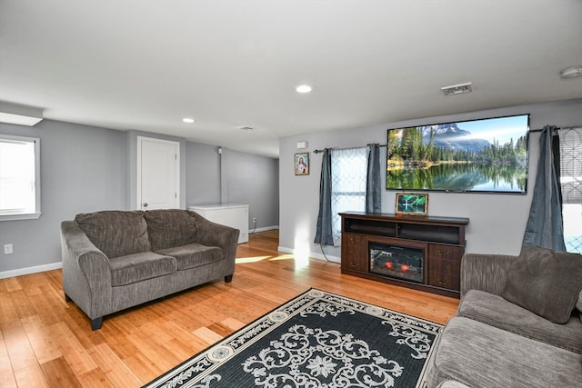 living room featuring light hardwood / wood-style flooring