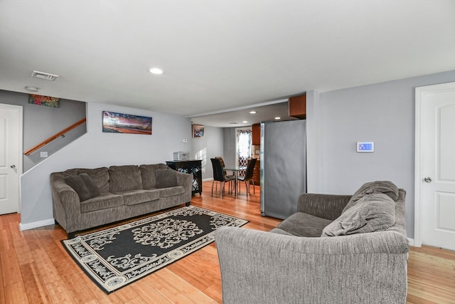 living room featuring light hardwood / wood-style floors