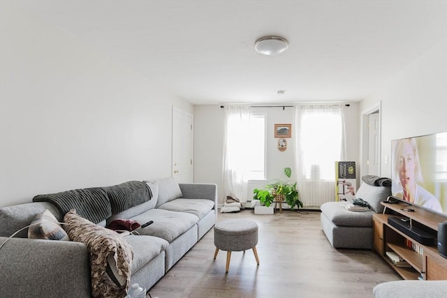 living room with light wood-type flooring