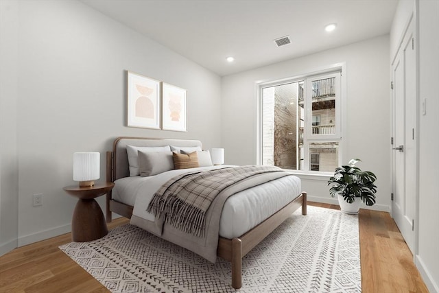 267 Old Colony Unit 205, Boston, MA 02127 - bedroom with visible vents, baseboards, recessed lighting, and light wood-style floors