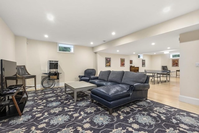 living room with hardwood / wood-style flooring