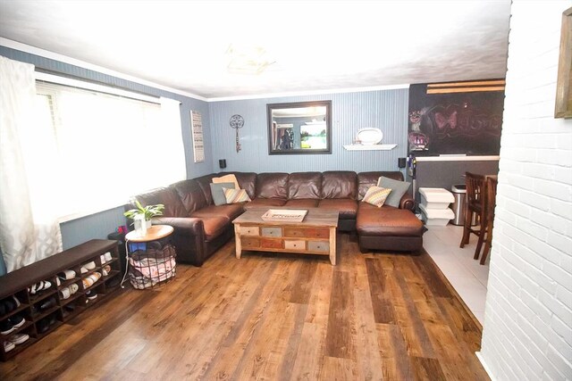 living area with wood finished floors