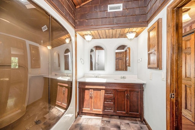 18 Patriot Rd, Tewksbury, MA 01876 - full bath with double vanity and wood ceiling