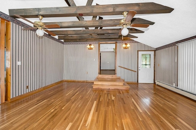 18 Patriot Rd, Tewksbury, MA 01876 - unfurnished room featuring a ceiling fan, hardwood / wood-style flooring, and wood walls