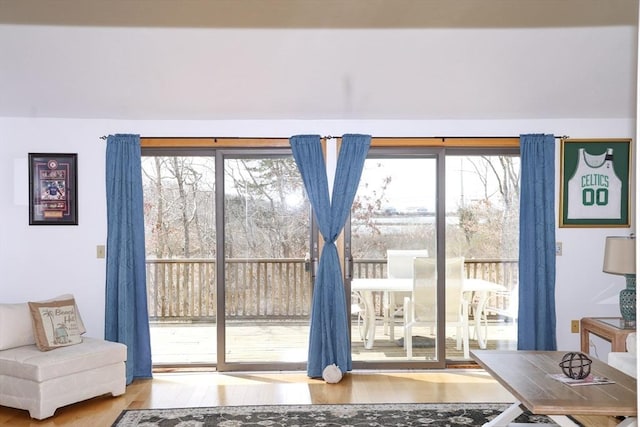 15 Beach St, Falmouth, MA 02536 - doorway to outside featuring wood finished floors and healthy amount of natural light