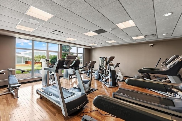 10 Nouvelle Way Unit S703, Natick, MA 01760 - exercise room with wood finished floors and a paneled ceiling