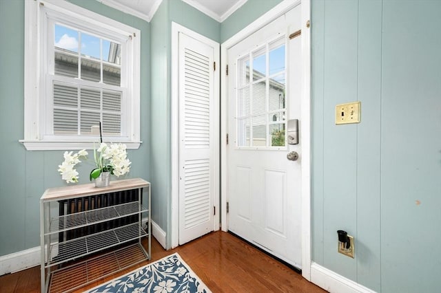 50 Depot St, Milford, MA 01757 - foyer with wood finished floors, baseboards, ornamental molding, and plenty of natural light
