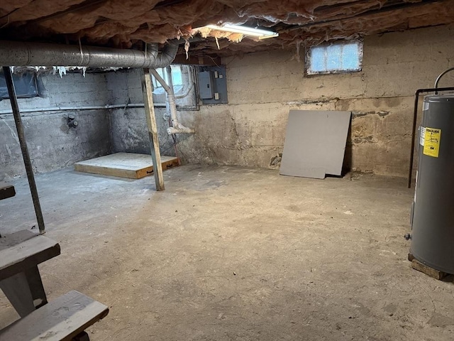 796 Charlton St, Southbridge, MA 01550 - unfinished below grade area featuring electric water heater and electric panel