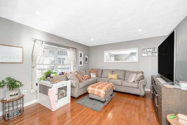 15 Alton St Unit 16, Lowell, MA 01852 - living room featuring light wood-type flooring, baseboards, and recessed lighting