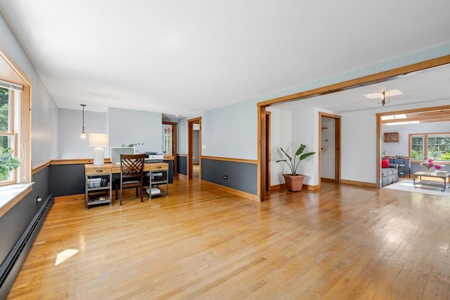 6 Paddock Dr, Harwich, MA 02645 - home office featuring a baseboard radiator and light wood-style flooring