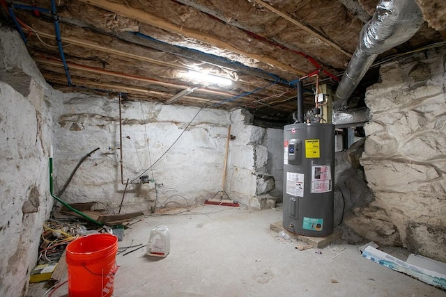 basement with water heater