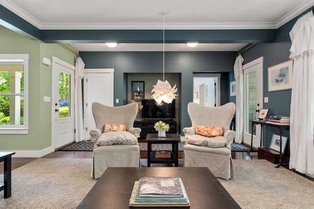 40 Tall Pine Dr Unit 18, Sudbury, MA 01776 - living room featuring wood finished floors and ornamental molding