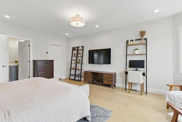 54-58 Robey St Unit 54, Boston, MA 02119 - bedroom featuring light wood-style flooring, baseboards, and recessed lighting