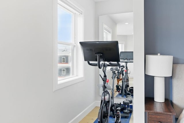 54-58 Robey St Unit 54, Boston, MA 02119 - workout area featuring wood finished floors and baseboards