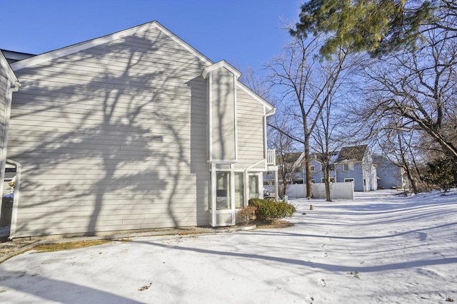 view of snow covered exterior