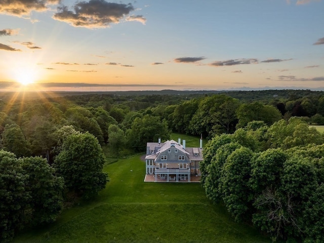 view of aerial view at dusk