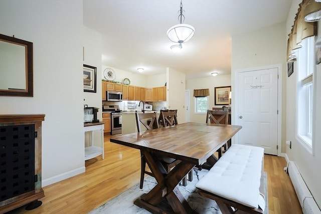 49 Branch St Unit 49, Clinton, MA 01510 - dining room featuring a baseboard radiator and light wood-style floors