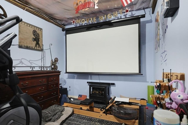 49 Branch St Unit 49, Clinton, MA 01510 - home theater room featuring a wood stove