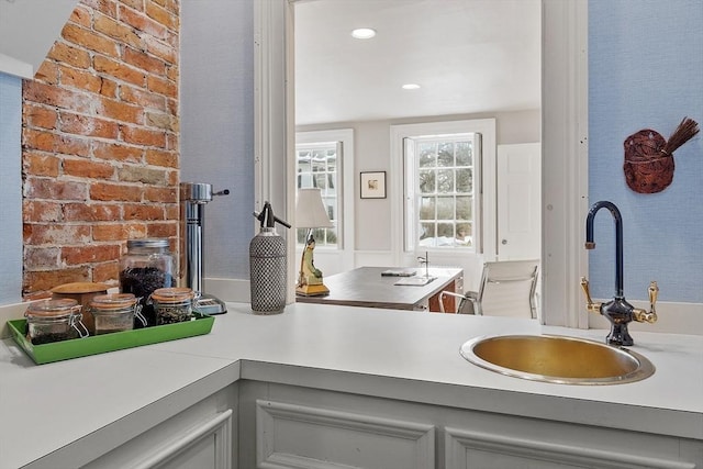 bathroom featuring vanity and recessed lighting