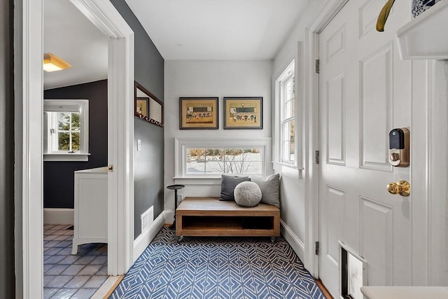 mudroom with visible vents and baseboards