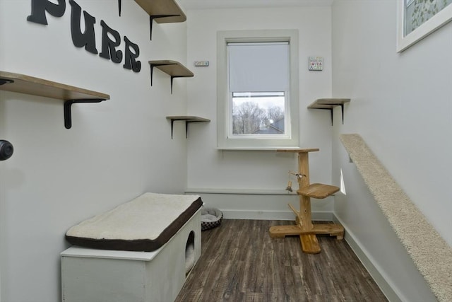 mudroom with wood finished floors