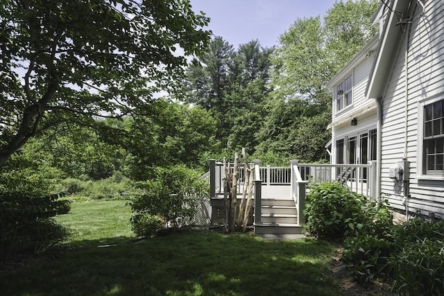 14 Dodges Row, Wenham, MA 01984 - view of green lawn featuring a wooden deck