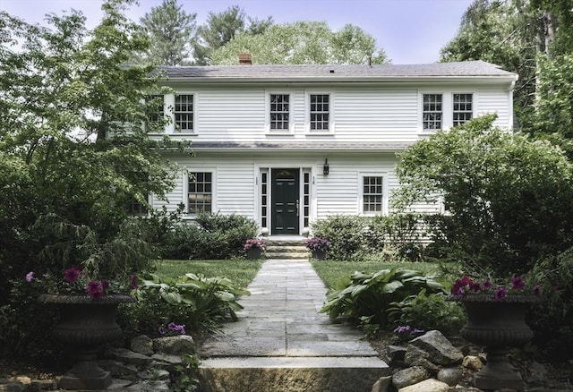 14 Dodges Row, Wenham, MA 01984 - back of property with a chimney