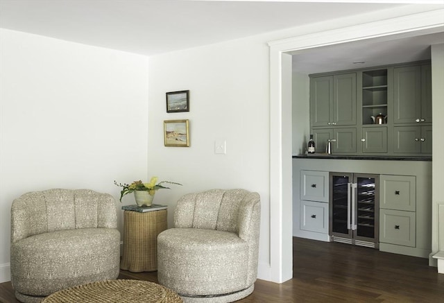 14 Dodges Row, Wenham, MA 01984 - sitting room featuring wine cooler, dark wood-style floors, and a dry bar
