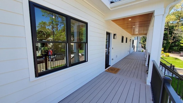 deck featuring a porch