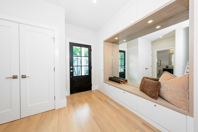 mudroom featuring light hardwood / wood-style floors