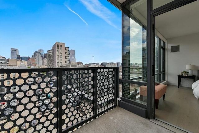 balcony featuring a view of skyline