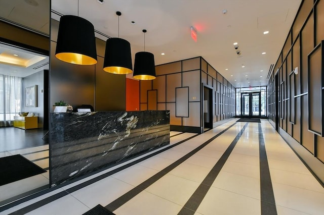 building lobby featuring recessed lighting