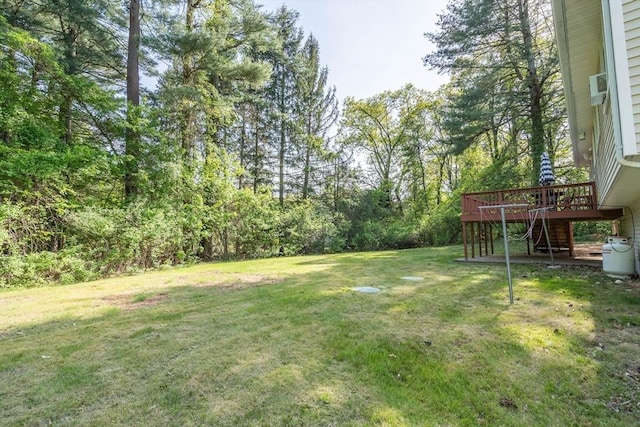 143 Davis St, Northborough, MA 01532 - view of green lawn featuring a deck and stairway