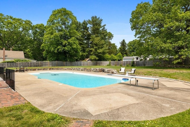 213 Thurston St, Wrentham, MA 02093 - view of swimming pool featuring a patio area and a diving board