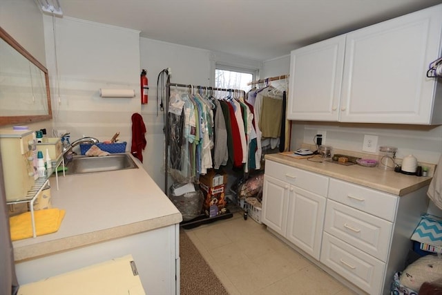 interior space featuring crown molding and sink