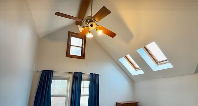 bonus room featuring ceiling fan and vaulted ceiling