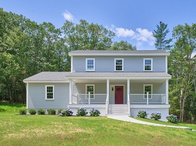 128 Old Southbridge Rd, Dudley, MA 01571 - view of front of property featuring a porch, a front yard, and roof with shingles