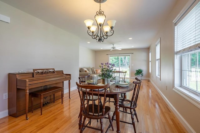 21 Cielo Dr, Dover, NH 03820 - dining room with light wood-type flooring, a chandelier, recessed lighting, and ceiling fan