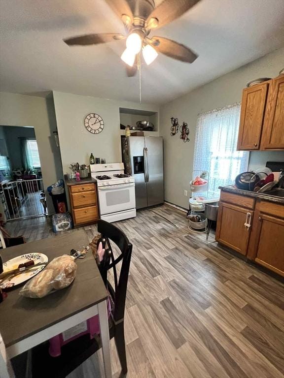 31 Abbott St, Lowell, MA 01852 - dining space with ceiling fan and light wood finished floors
