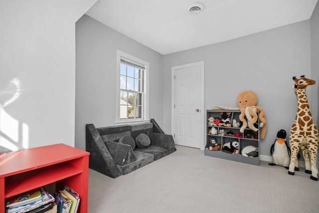 game room featuring carpet and visible vents