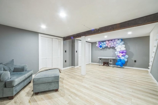 14 Greenville St, Billerica, MA 01821 - sitting room featuring recessed lighting, baseboards, and light wood-style flooring