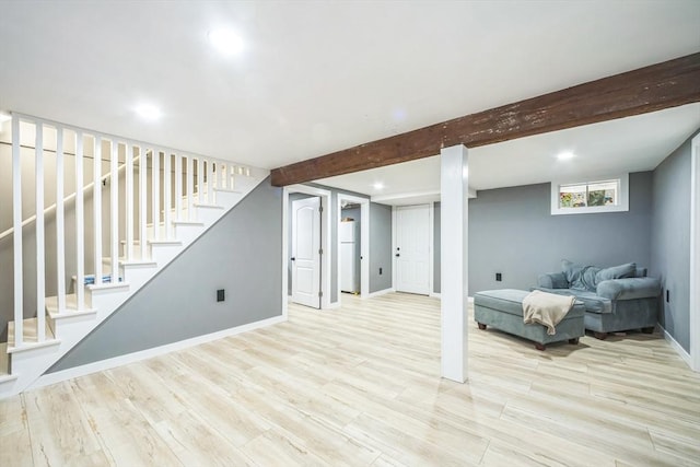 14 Greenville St, Billerica, MA 01821 - basement featuring recessed lighting, baseboards, and wood finished floors