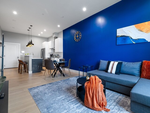 living room featuring light hardwood / wood-style flooring