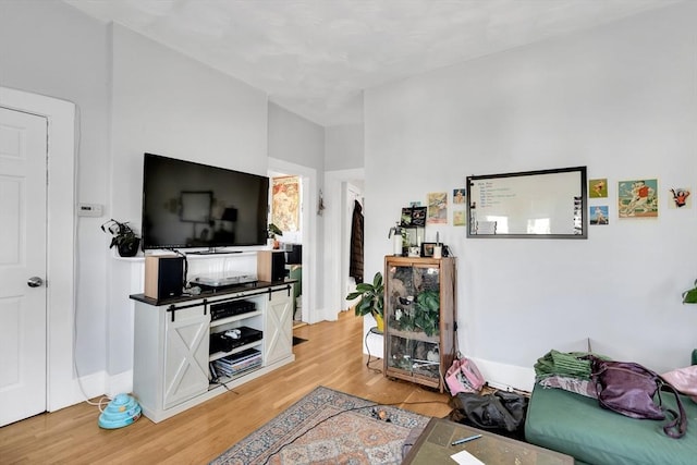 living room with light hardwood / wood-style flooring