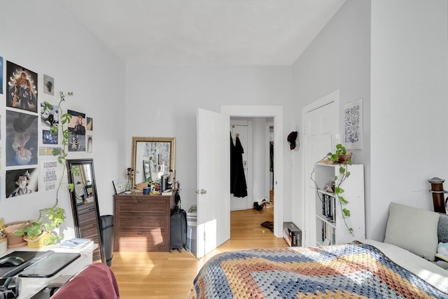 bedroom with light wood-type flooring