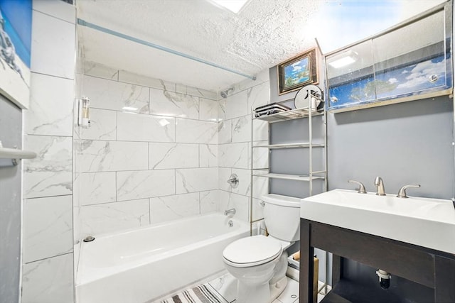 26 Hanna St, Quincy, MA 02169 - full bath with toilet, shower / tub combination, vanity, and a textured ceiling